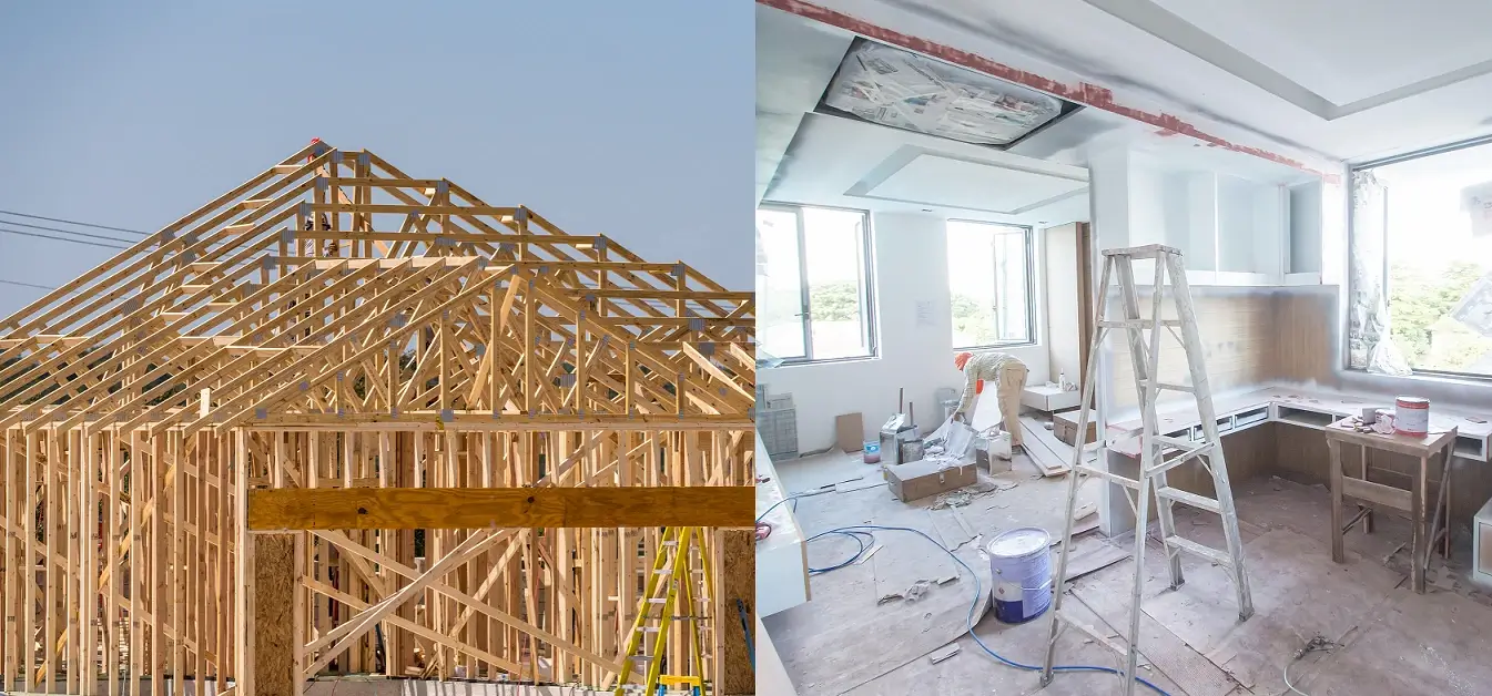 Comparison of California Class B General Building and B-2 Residential Remodeling licenses showing structural vs. non-structural work