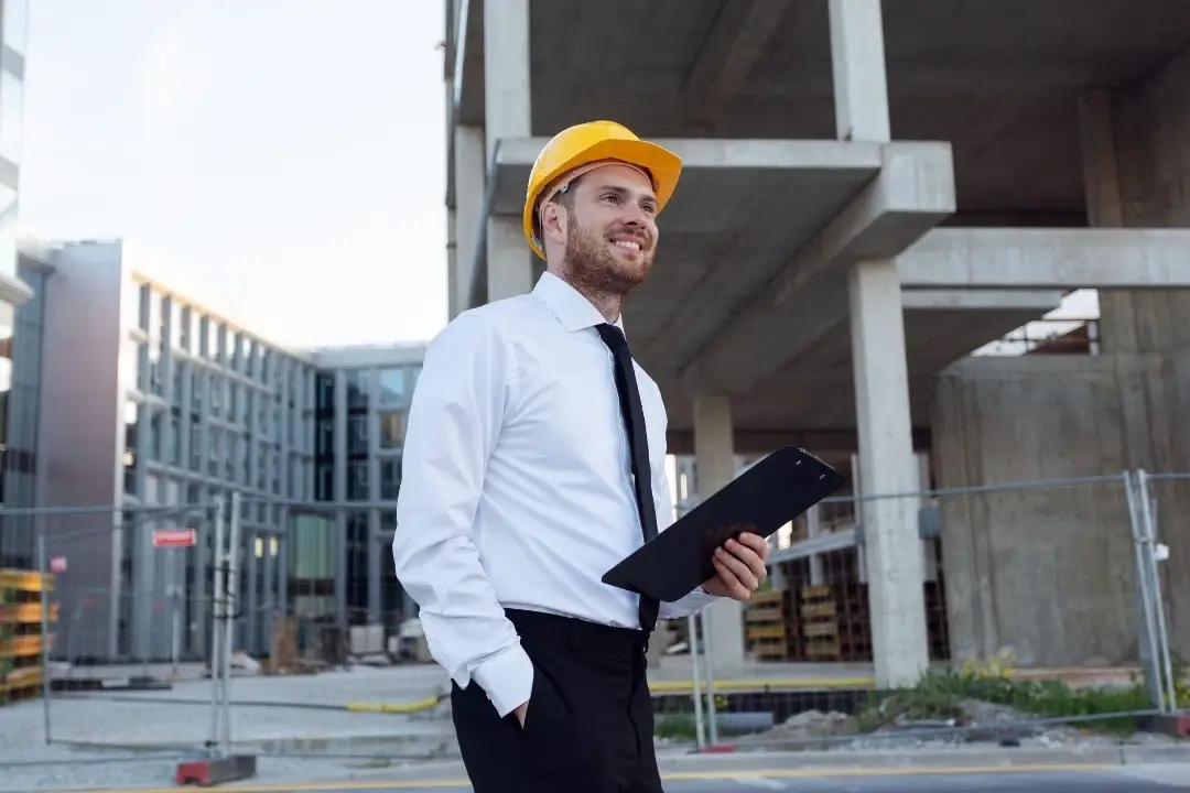 Contractor reviewing project plans while preparing to form a corporation and apply for a CSLB license.