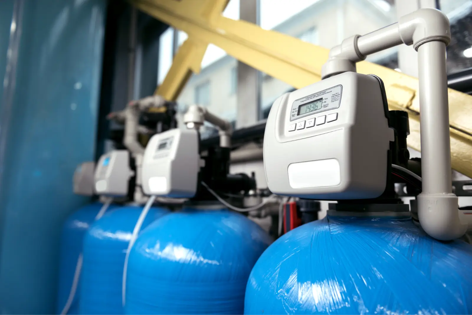 Multistage water filtration, conditioning and softening system installed by licensed C55 contractor.