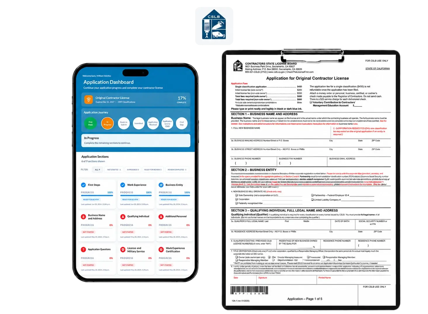 Our iApplication Prep Tool ensures your CSLB exam application is done correctly the first time.