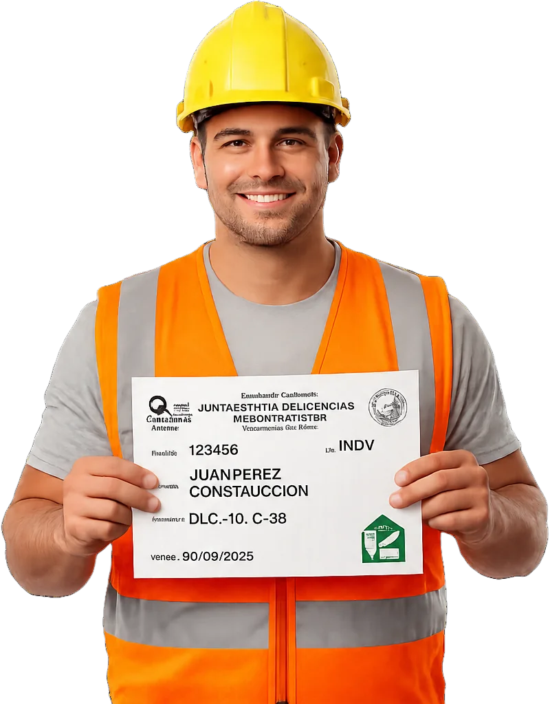 Contratista sosteniendo una licencia activa de California.
